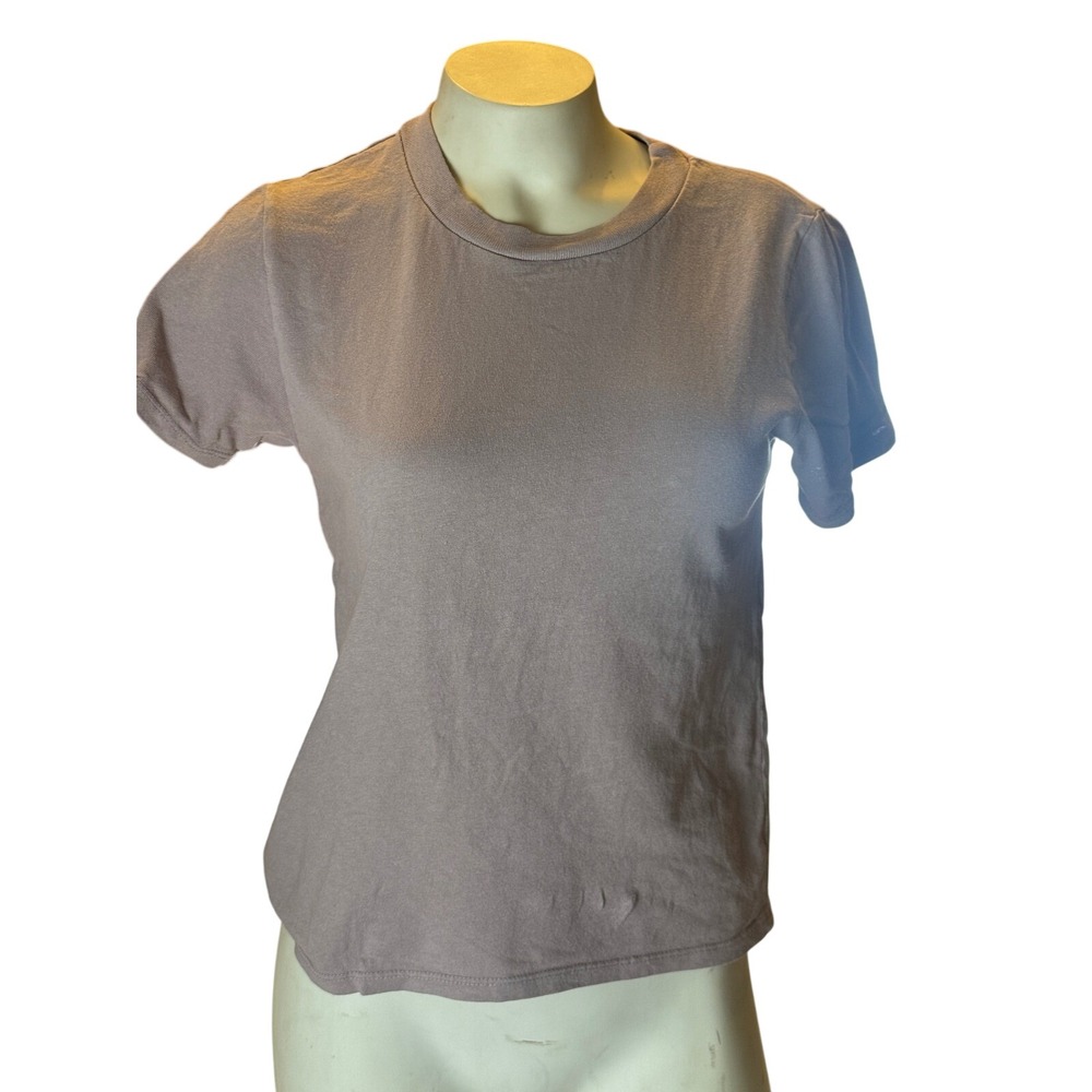 Womens Brown Baby Tee Fitted Crewneck Short Sleeve Y2K Minimalist Top